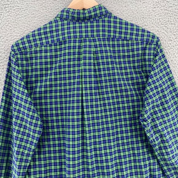 Ralph Lauren Shirt Mens Large Green Blue Plaid Button Up Collar Long Sleeves - Picture 4 of 9
